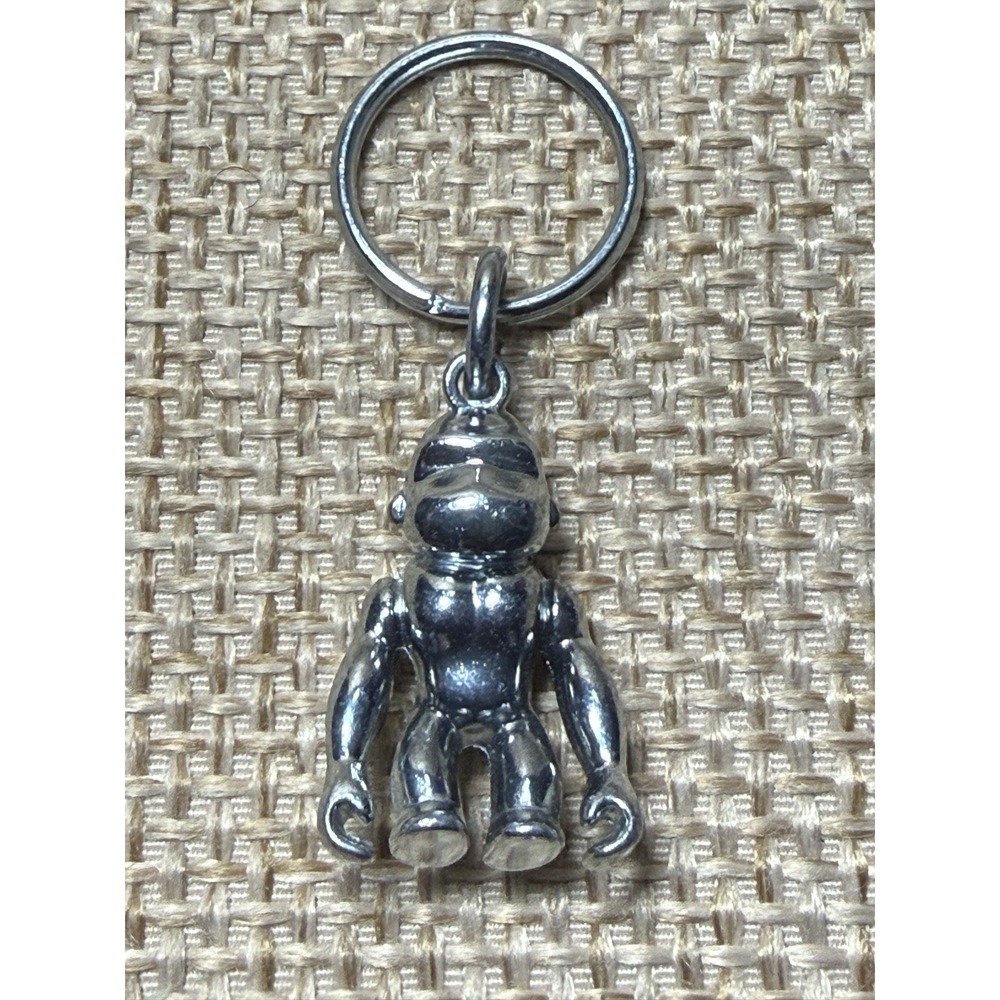 Kipling Gorilla Metal Keychain Silver‎ Tone Bag Charm Chrome
